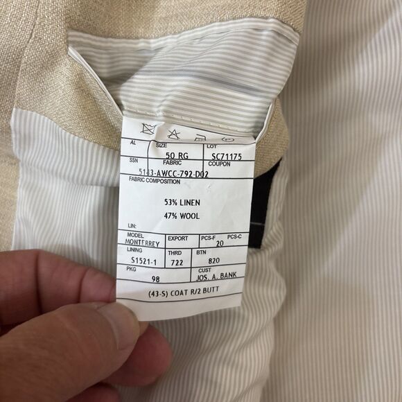 Jos A Bank Linen Wool Blazer 50R - Picture 9 of 9